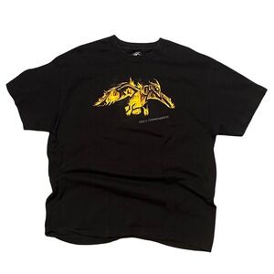 Rare Duck Commander Black T Shirt Fire Graphic Print Large Men's